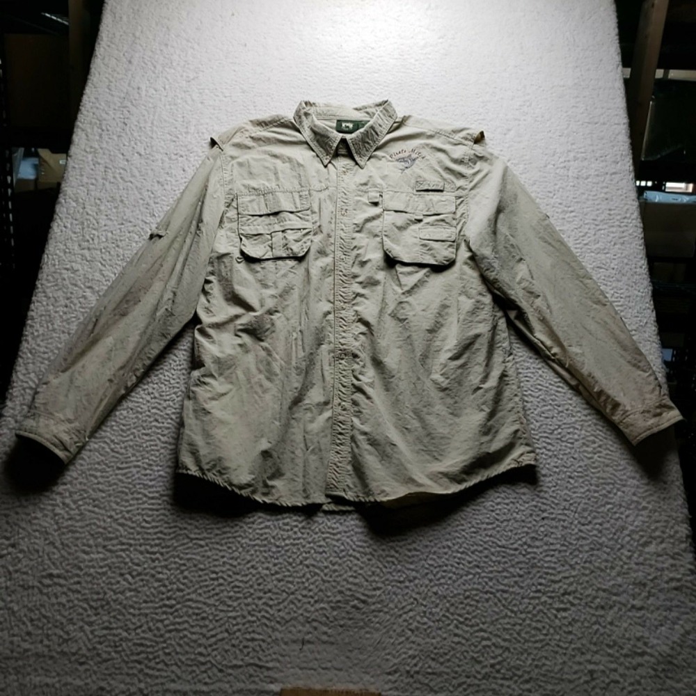 Stillwater Supply Co Shirt Mens 2XL Beige Long Sleeve Vented Fishing Button-Up
